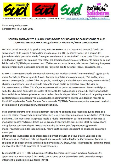 COMMUNIQUE 14 AVRIL 2026