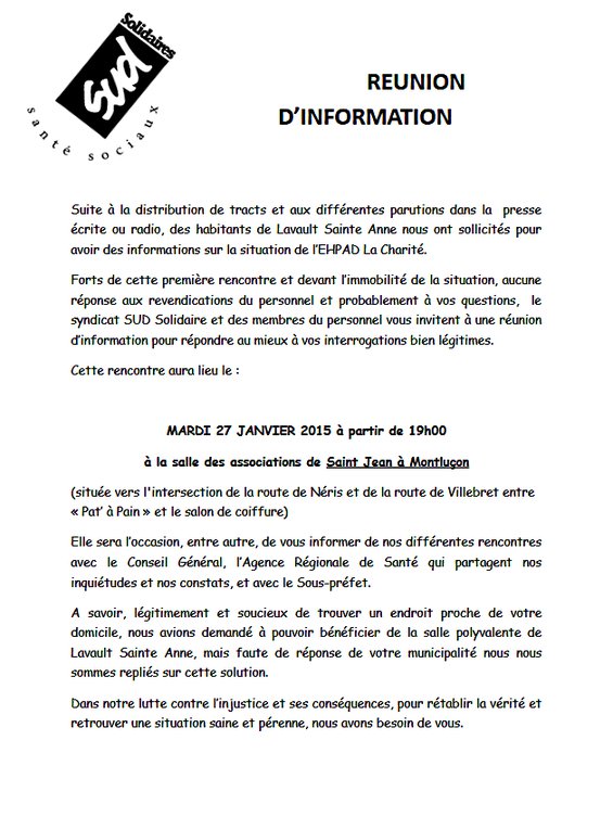 RéunionInformationEhpadLaCharité27Janvier2015