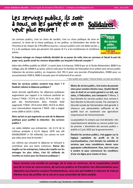 Tract mis en page Les services publics, c'est à nous, on les garde et on en veut plus encore !