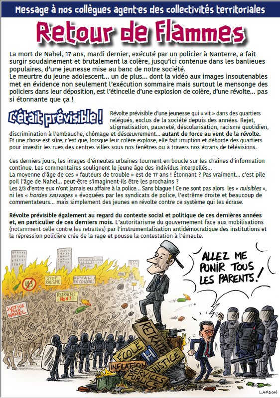 Retour de Flammes : message à nos collègues agent·es des collectivités territoriales